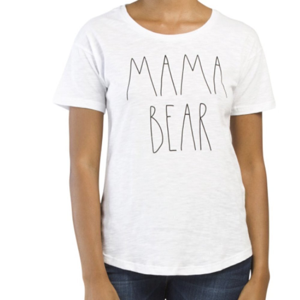 Rae Dunn Mama Bear‎ T Shirt White Crewneck Tee Size XL New